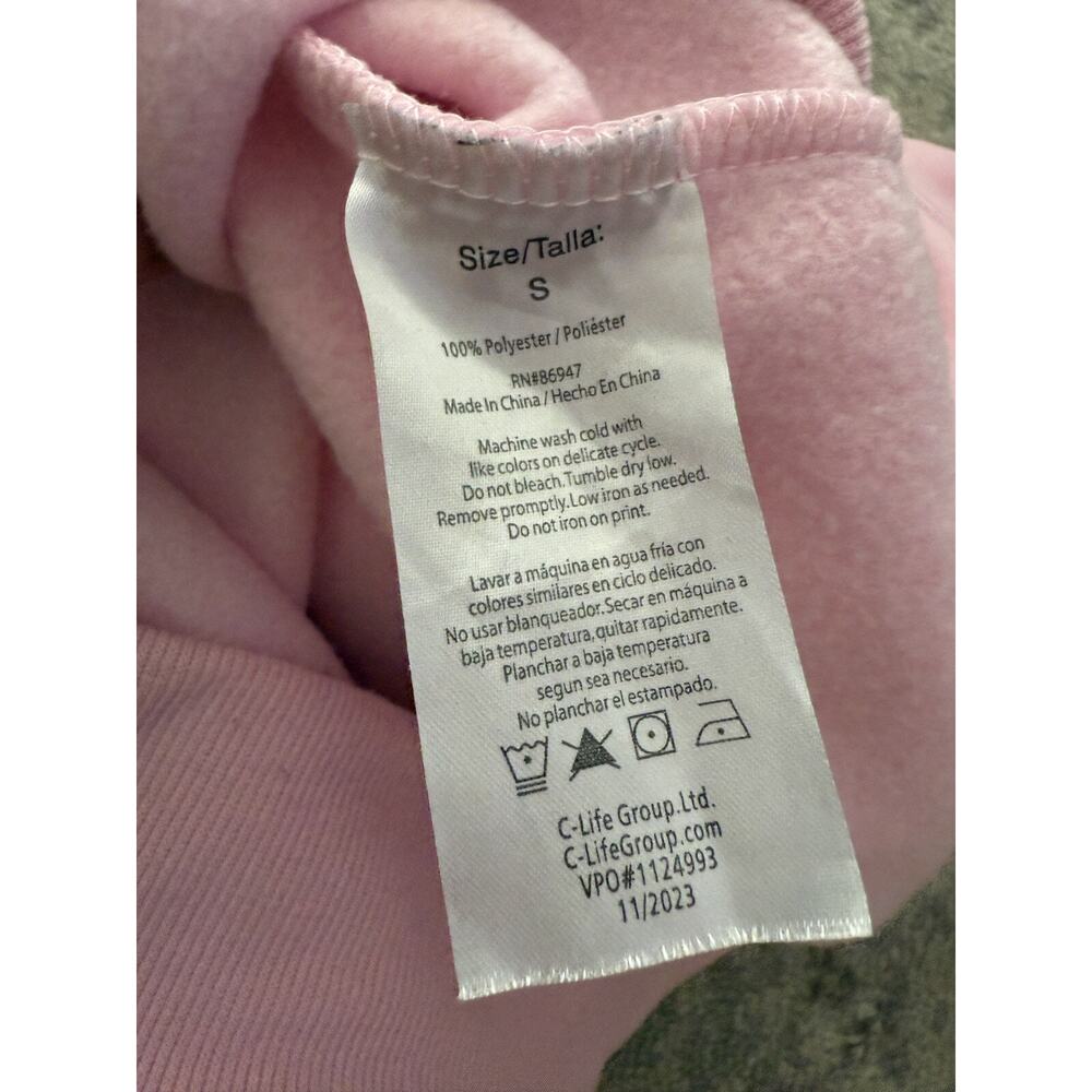 Pink Malibu Barbie Sweatshirt Blue Denim Logo Women’s Size S Oversized - Picture 9 of 9